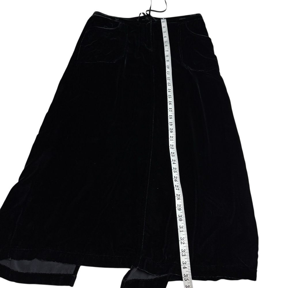 VTG 90s Eddie Bauer Women’s Silk Blend Velvet Maxi Skirt Black SZ 12 Pockets - Picture 8 of 11